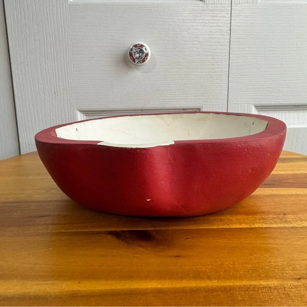 Handmade‎ hand painted wooden Santa Claus bowl